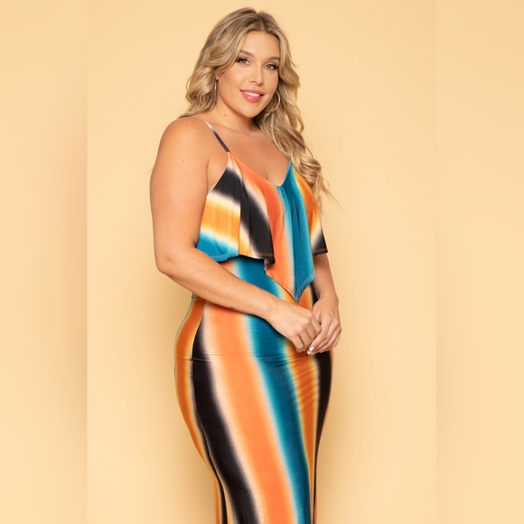 NEW NWOT CurvySense Plus Size Maile Orange Abstract Dress Size 3XL - Picture 3 of 7